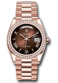 Rolex 18K Rose Gold Day-Date 36 Brown Ombre Roman Diamond Bezel