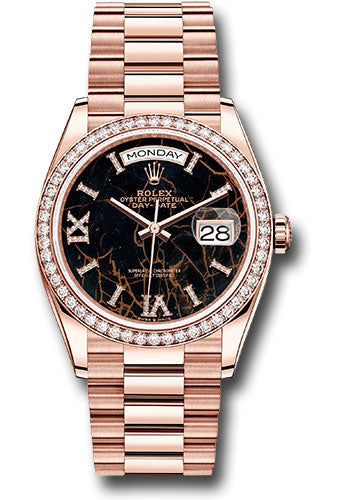 Rolex 18K Rose Gold Day-Date 36 Eisenkiesel Diamond Bezel