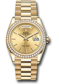 Rolex 18K Yellow Gold Day-Date 36 Champagne Index Diamond Bezel