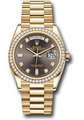 Rolex 18K Yellow Gold Day-Date 36 Dark Grey Diamond Dial Diamond Bezel