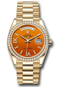 Rolex 18K Yellow Gold Day-Date 36 Carnelian Diamond Dial Diamond Bezel