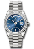 Rolex Platinum Day-Date 36 Blue Diamond Dial Diamond Bezel