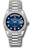 Rolex Platinum Day-Date 36 Blue Ombre Diamond Dial Diamond Bezel