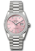 Rolex Platinum DayDate 36 Pink Opal Diamond Bezel