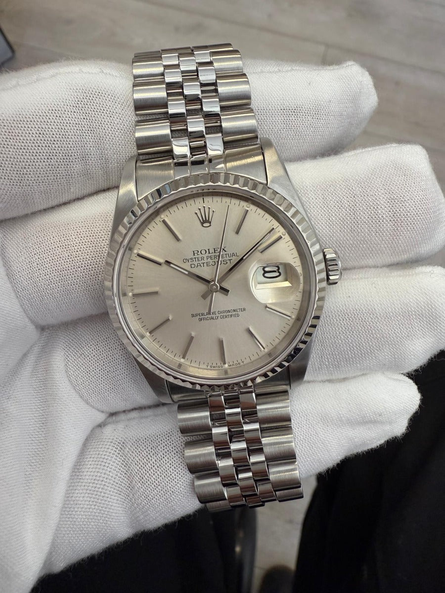 Rolex 16234 36mm Datejust Silver Inddex Jubilee