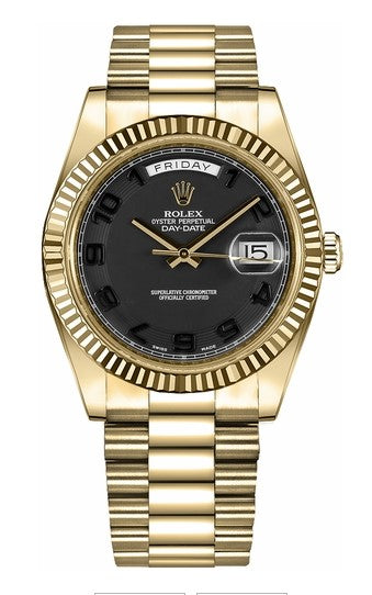 Rolex Yellow Gold Day-Date 41 Black Arabic Conentric