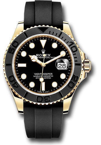 Rolex Yellow Gold Yacht-Master 42 Black Dial Oysterflex
