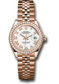 Rolex Everose Gold Datejust 28 White Roman President Diamond Bezel