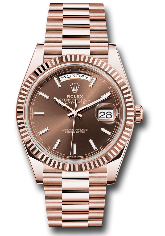 Rolex Everose Gold Day-Date 40 Chocolate Index