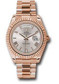 Rolex Everose Gold Day-Date 40 Silver Roman