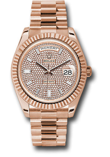 Rolex Everose Gold Day-Date 40 Pave Diamond