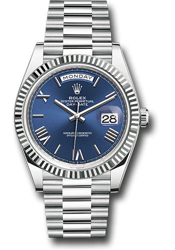 Rolex Platinum Day-Date 40 Blue Roman