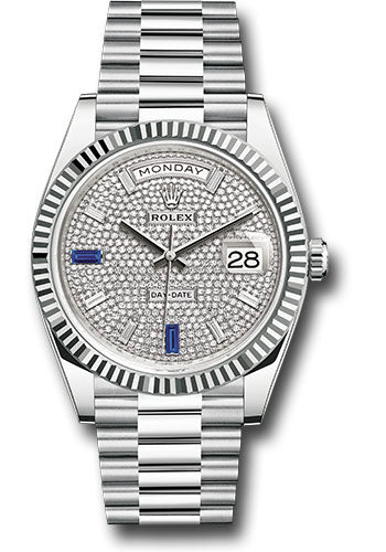 Rolex Platinum Day-Date 40 Diamond & Sapphire