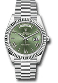 Rolex Platinum Day-Date 40 GOlive Green Roman