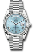 Rolex Platinum Day-Date 40 Ice Blue Roman
