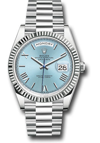 Rolex Platinum Day-Date 40 Ice Blue Roman