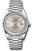 Rolex Platinum Day-Date 40 Silvr Diamond