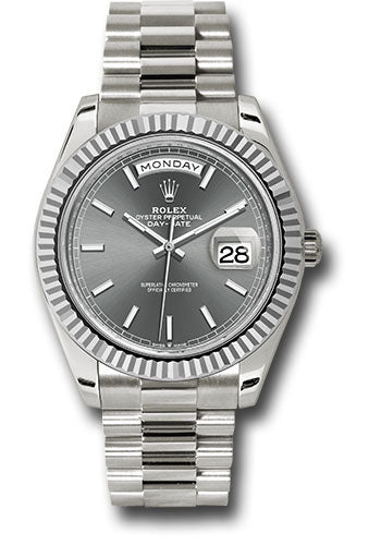 Rolex White Gold Day-Date 40 Slate Index