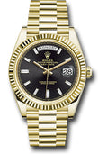 Rolex Yellow Gold Day-Date 40 Black Baguette Diamond