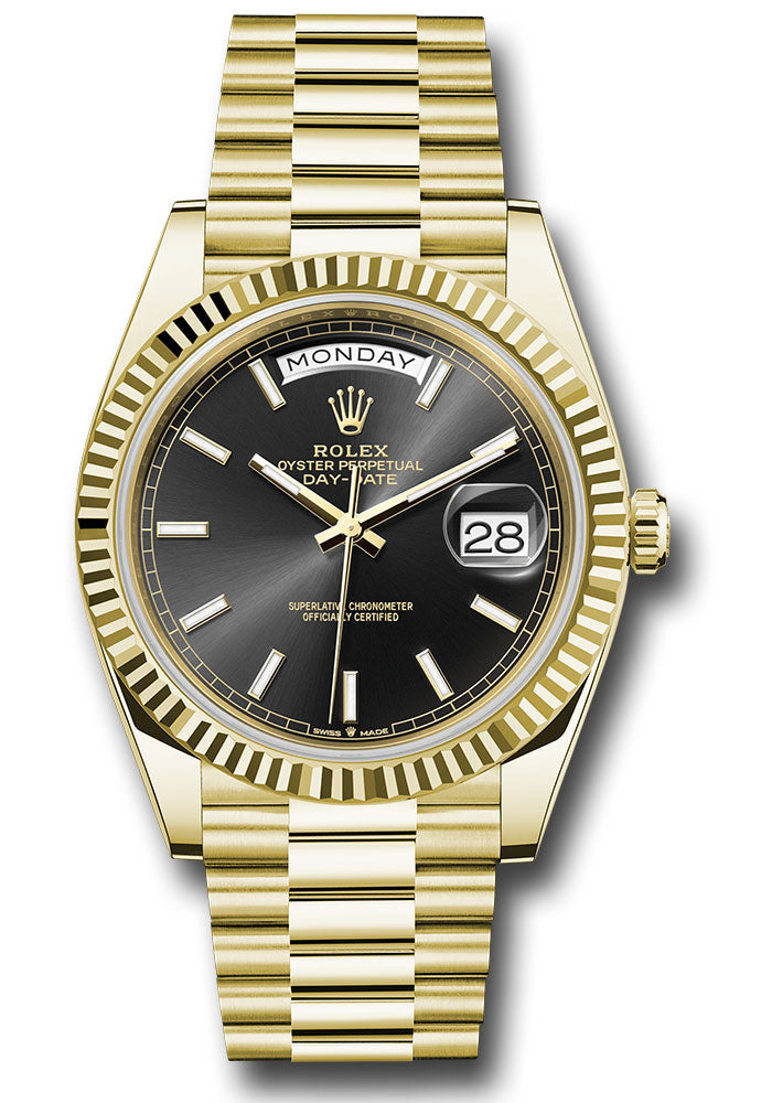 Rolex Yellow Gold Day-Date 40 Black Index
