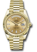 Rolex Yellow Gold Day-Date 40 Champagne Baguette Diamond