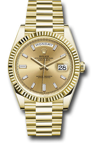 Rolex Yellow Gold Day-Date 40 Champagne Baguette Diamond