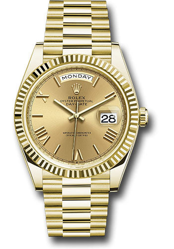 Rolex Yellow Gold Day-Date 40 Champagne Roman
