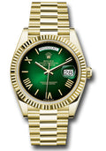 Rolex Yellow Gold Day-Date 40 Green Ombre Roman Dial