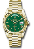 Rolex Yellow Gold Day-Date 40 Green Roman Dial