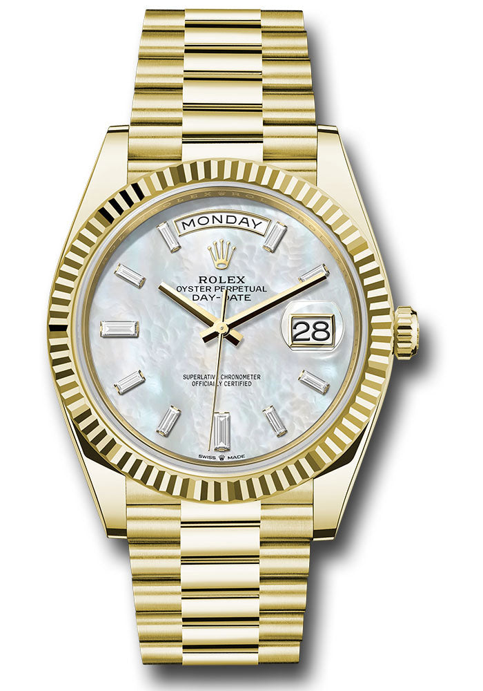 Rolex Yellow Gold Day-Date 40 Mother Of Pearl Baguette Diamond