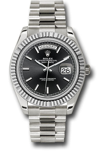 Rolex White Gold Day-Date 40 Black Index