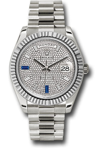 Rolex White Gold Day-Date 40 Diamond & Sapphire