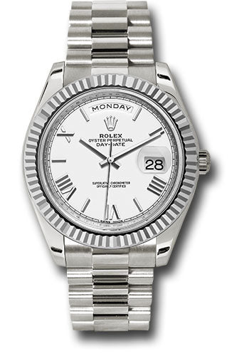 Rolex White Gold Day-Date 40 WhiteRoman