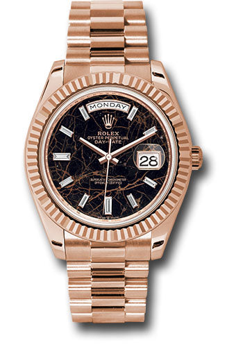 Rolex Everose Gold Day-Date 40 Eisenkiesel Diamond Baguette