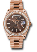 Rolex Everose Gold Day-Date 40 Chocolate Baguette Diamond Dial Diamond Bezel