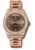 Rolex Everose Gold Day-Date 40 Chocolate Roman Diamond Bezel