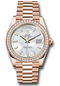 Rolex Everose Gold Day-Date 40 Mother Of Pearl Diamond Dial Diamond Bezel