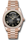 Rolex Everose Gold Day-Date 40 Slate Ombre Roman Diamond Bezel
