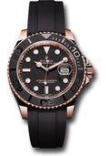 Rolex Everose Gold Yacht-Master 37 Black Dial Oysterflex