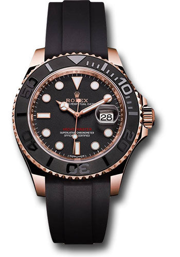 Rolex Everose Gold Yacht-Master 37 Black Dial Oysterflex
