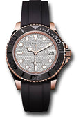 Rolex Everose Gold Yacht-Master 37 Pave Diamond Dial Oysterflex