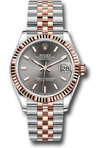 Rolex Steel & Rose Gold Datejust 31 Dark Rhodium Index Jubilee