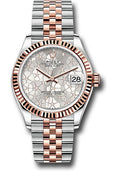 Rolex Steel & Rose Gold Datejust 31 Silver Floral Motif Diamond Jubilee