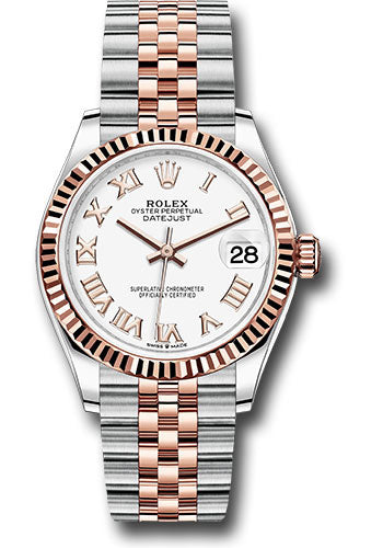 Rolex Steel & Rose Gold Datejust 31 White Roman Jubilee