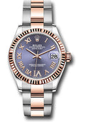 Rolex Steel & Rose Gold Datejust 31 Aubergine Roman Diamond VI Oyster