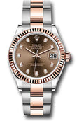 Rolex Steel & Rose Gold Datejust 31 Chocolate Diamond Oyster