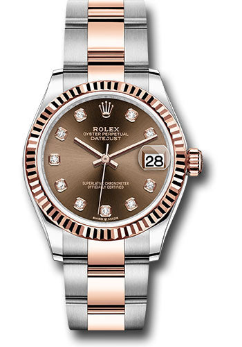 Rolex Steel & Rose Gold Datejust 31 Chocolate Diamond Oyster