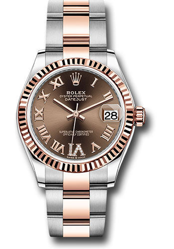 Rolex Steel & Rose Gold Datejust 31 Chocolate Roman Diamond VI Oyster