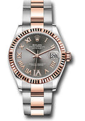 Rolex Steel & Rose Gold Datejust 31 Dark Rhodium Roman Diamond VI Oyster