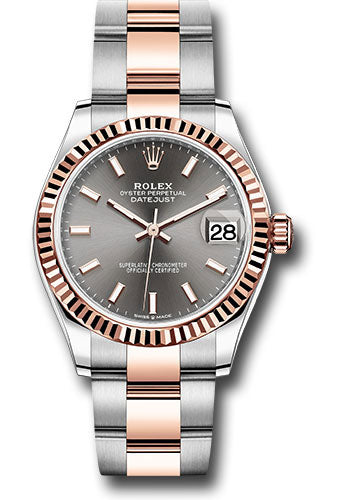 Rolex Steel & Rose Gold Datejust 31 Dark Rhodium Index Oyster